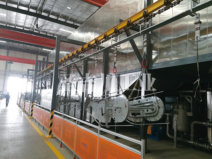 Electrophoresis coating line for escalator parts